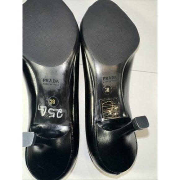 Prada Women's Open Toe Classic Pumps Patent Leather Black Size 6 - Picture 7 of 10